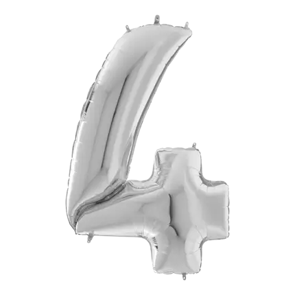 Cumpleaños Globo Gigante número 4 Plata 163cm