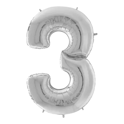 Bola de cumpleaños Gigante número 3 Plata 163cm