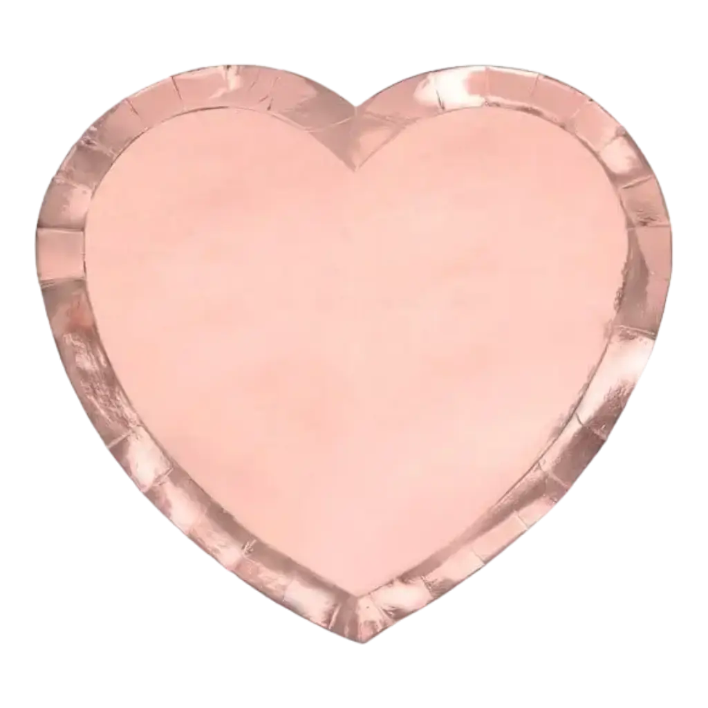 Plato de papel con forma de corazón de oro rosa (Juego de 6)