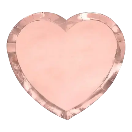 Plato de papel con forma de corazón de oro rosa (Juego de 6)