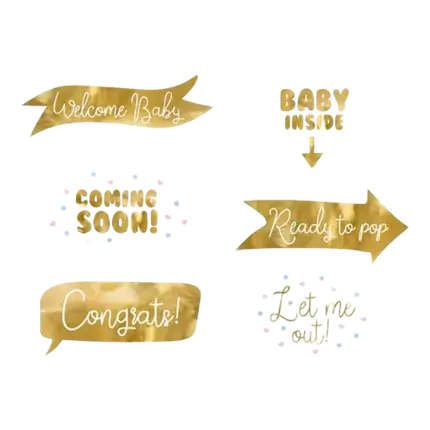 Atrezzo fotográfico Baby Shower Gold 6 piezas