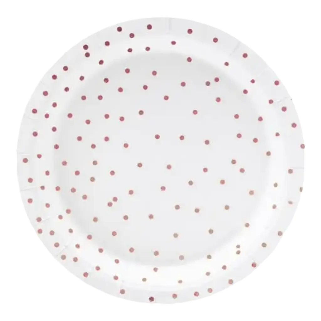 Placa de papel blanco con puntos dorados rosados (Juego de 6)