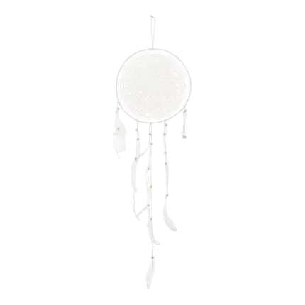 Atrapasueños blanco con plumas 94x30cm