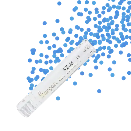 El género del cañón de confeti revela el azul