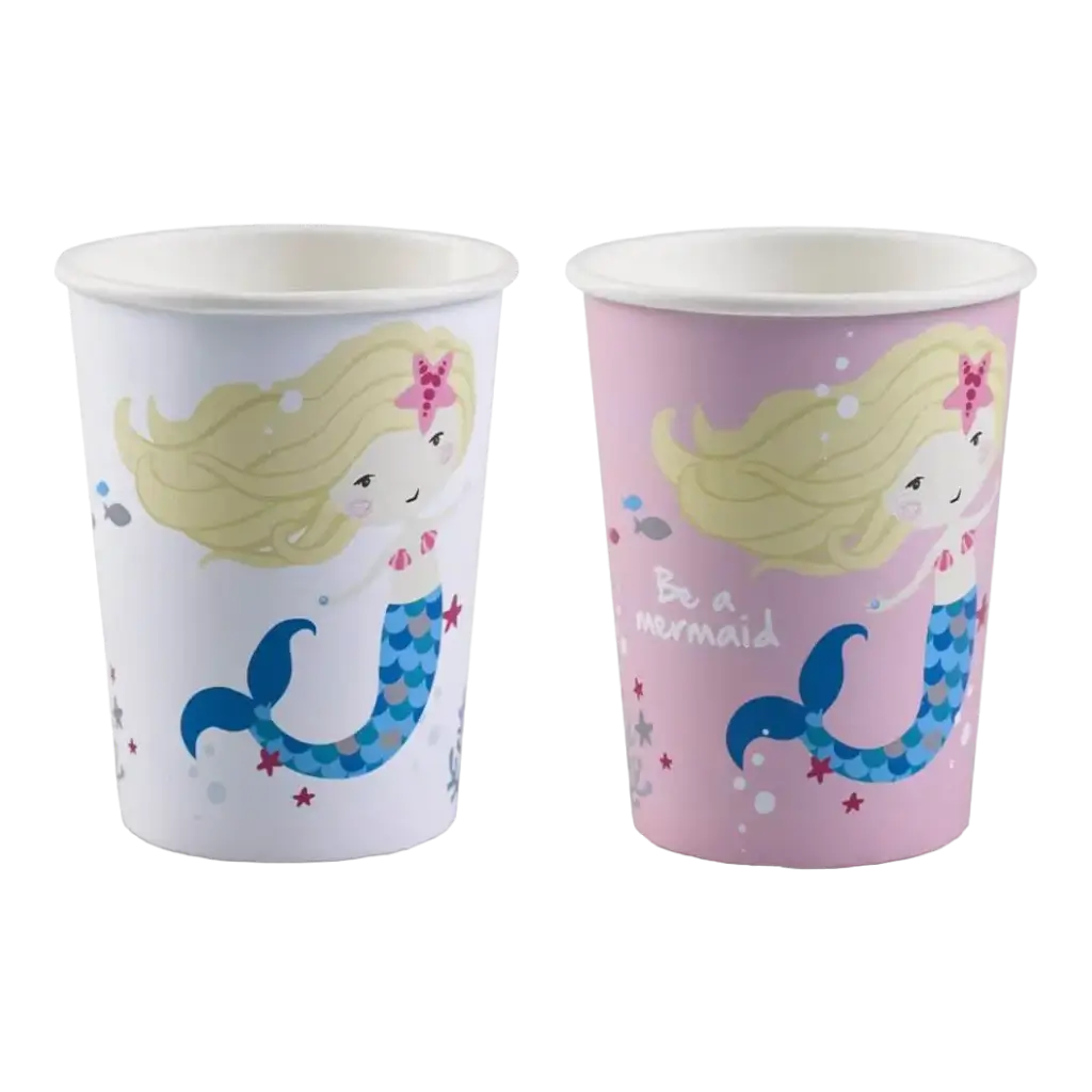 Ser un vaso de papel de sirena de sirena (Juego de 8)