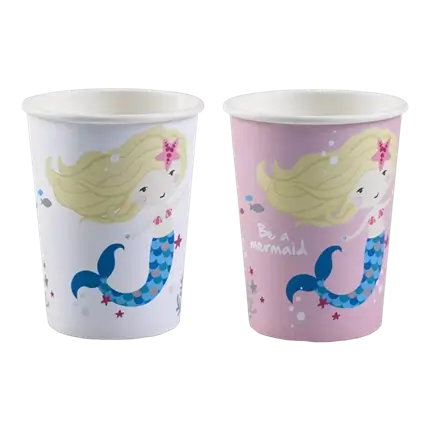 Ser un vaso de papel de sirena de sirena (Juego de 8)