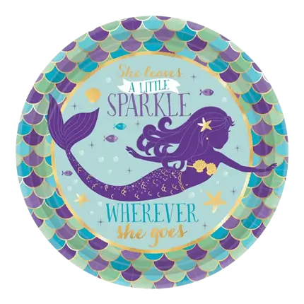 Sirena Vamos a Shellebrate Plato redondo de papel (Juego de 8)