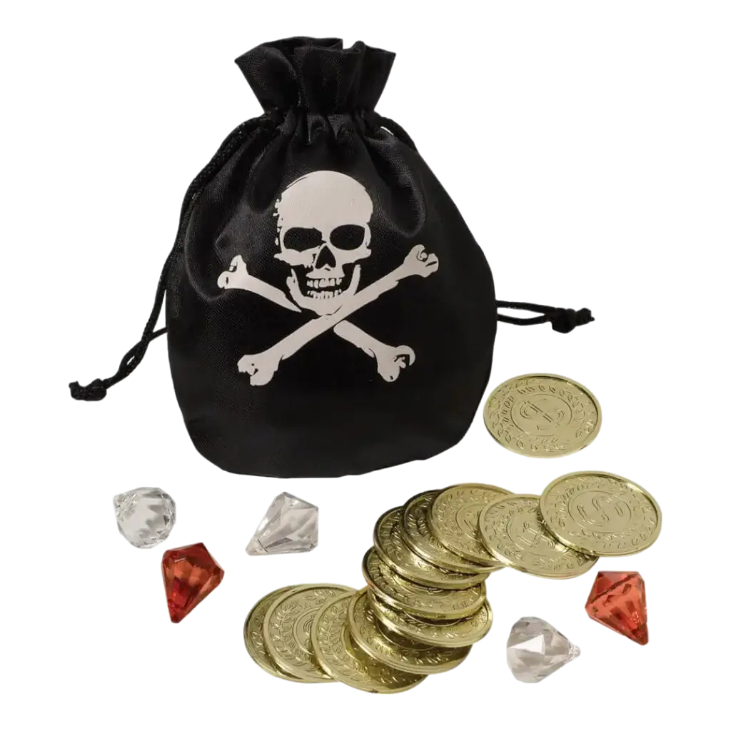 Accesorios Monedero pirata con monedas y diamantes