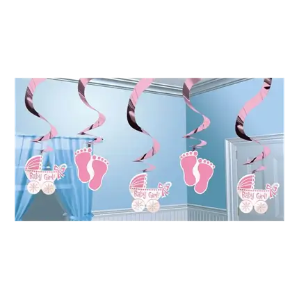 Decoración espiral 61cm Baby Girl (5 piezas)