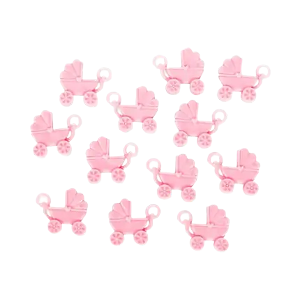 12 rosas poussettes en plastico 4x3,5cm