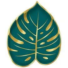Plato de papel con forma de hoja tropical de ø18cm (set de 8)