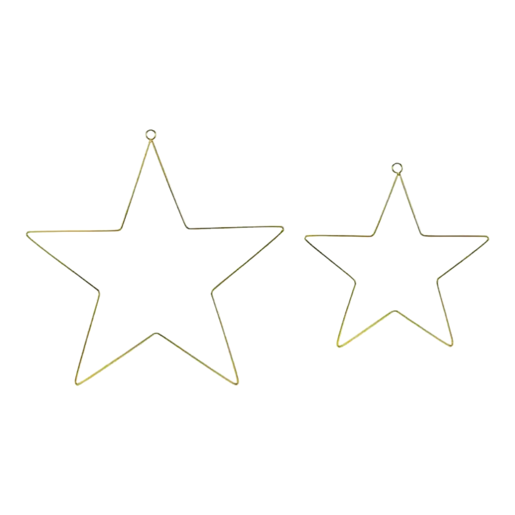 Estrellas de metal dorado colgando decoraciones (Set de 2)