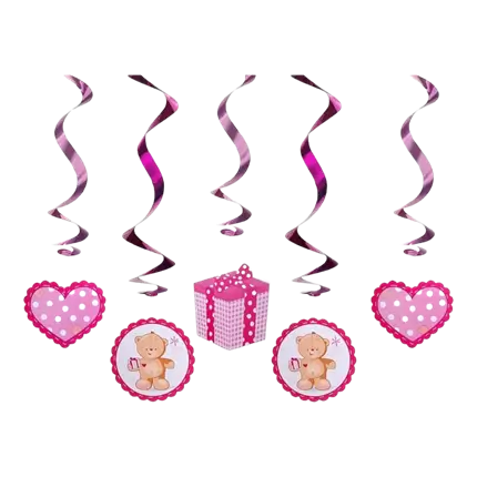 Decoración Espiral rosa It's a Girl 60cm (5 piezas)