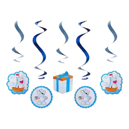 Decoración Espiral azul It's a Boy 60cm (5 piezas)