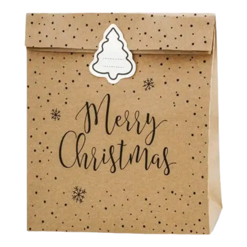 Merry Christmas bolsa de papel kraft de regalo (3 piezas)