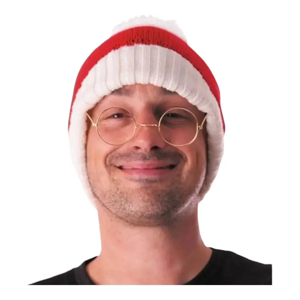 Sombrero navideño de punto rojo