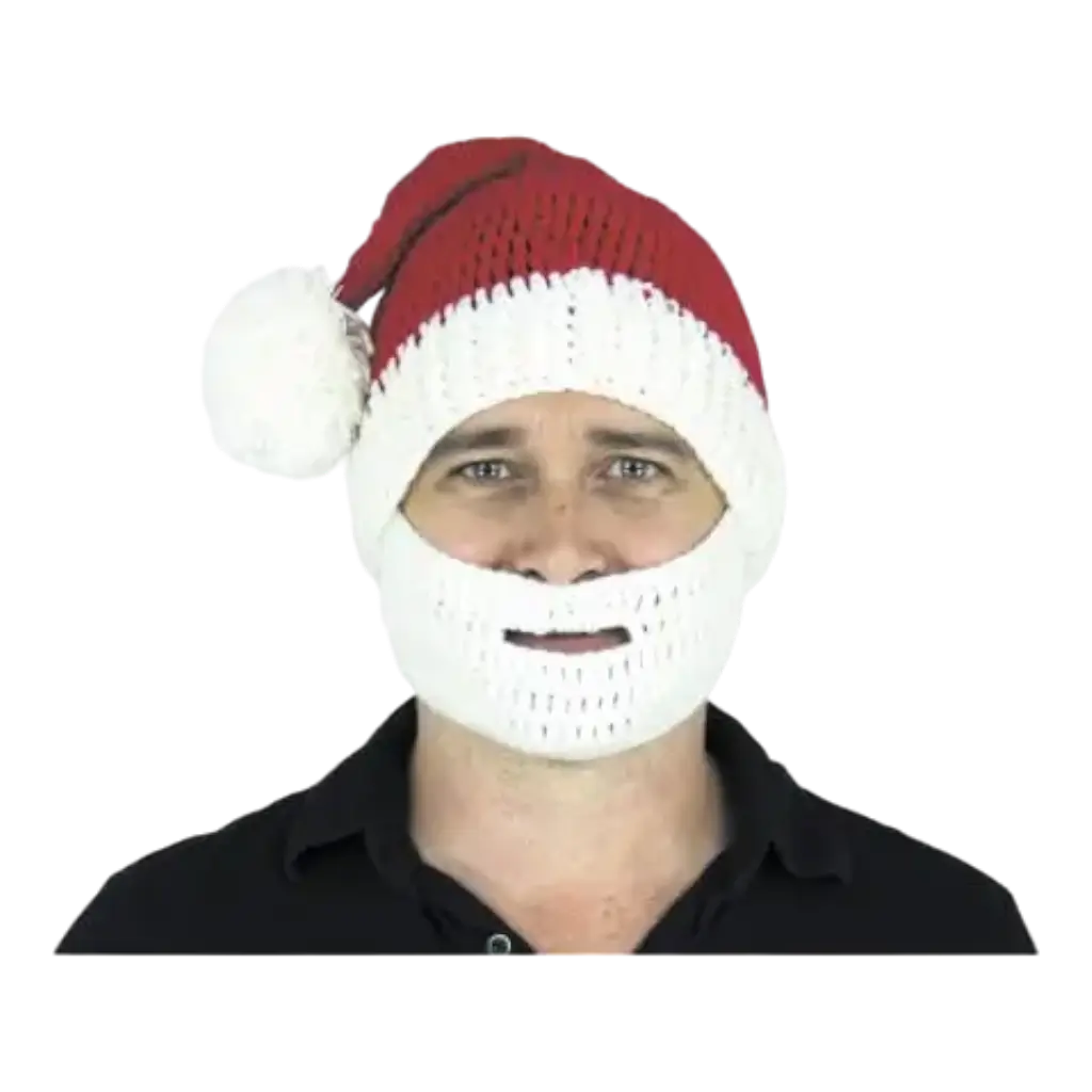 Sombrero y barba navideña de punto