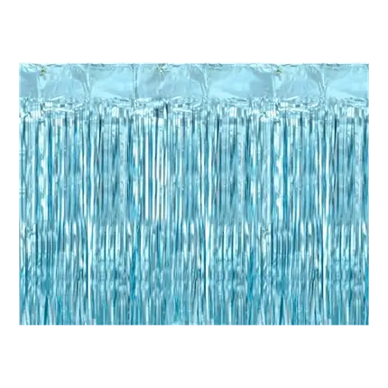 Cortina de purpurina con flecos Azul claro 90x250cm