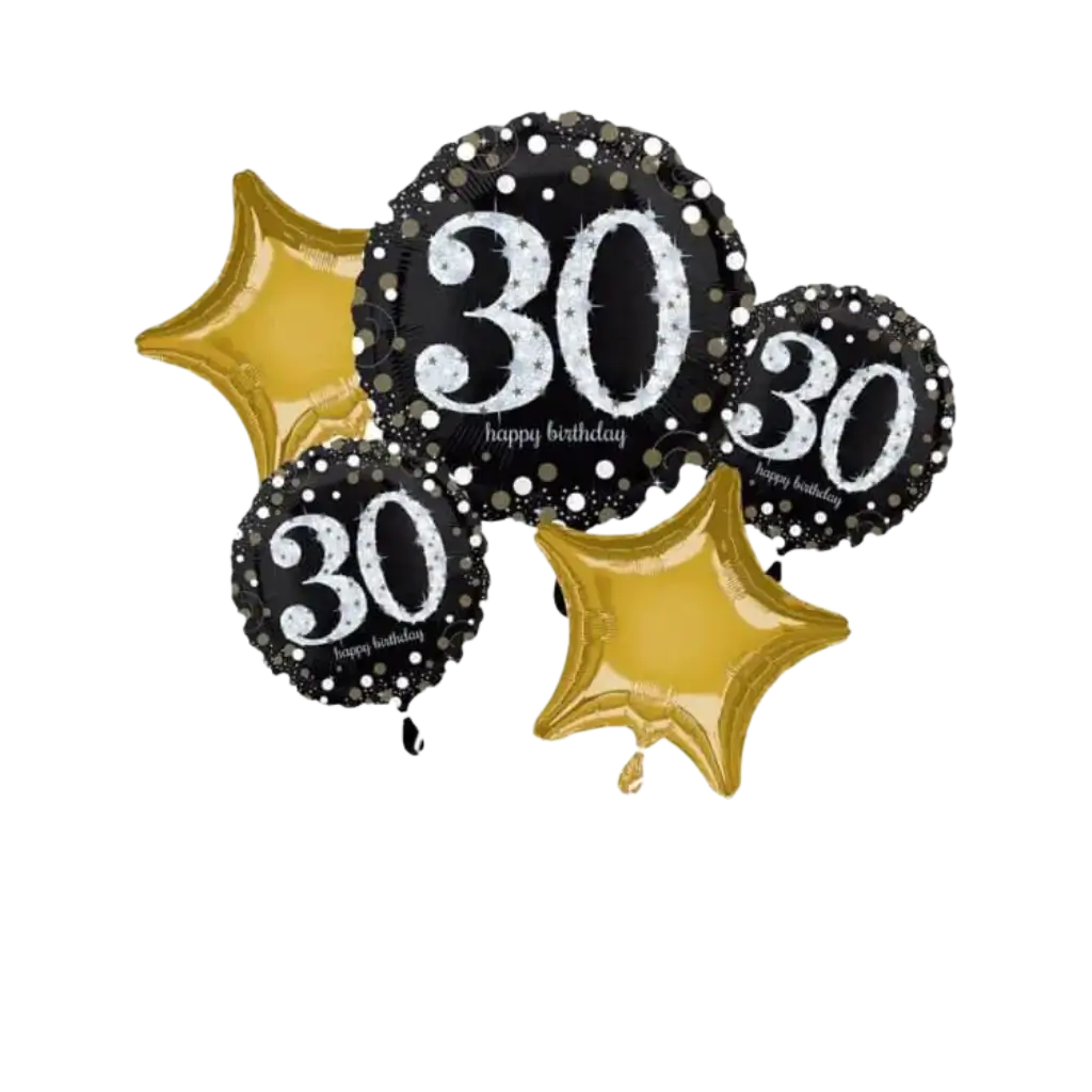 Ramo de 5 globos de cumpleaños 30 años
