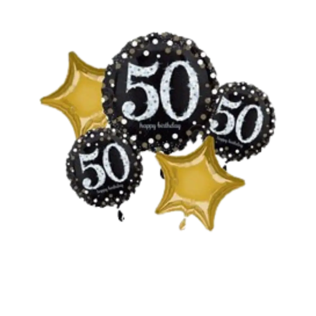 Ramo de 5 globos de cumpleaños 50