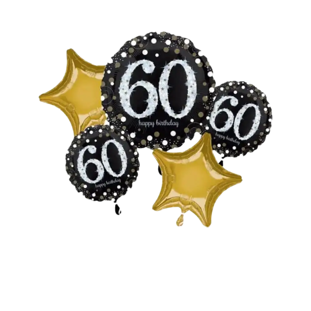 Ramo de 5 globos de cumpleaños 60