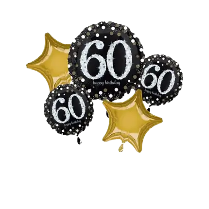 Ramo de 5 globos de cumpleaños 60