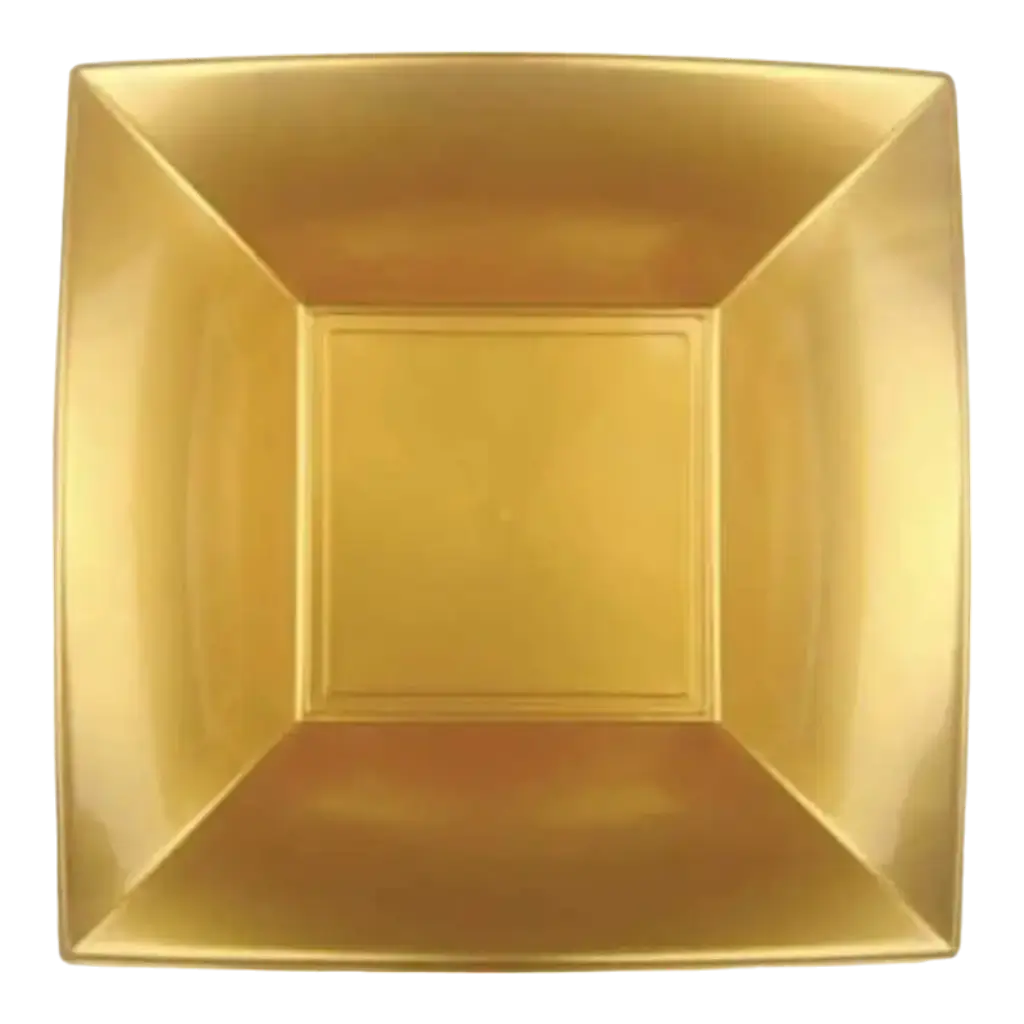Plato hondo cuadrado dorado 18x18cm - Juego de 12