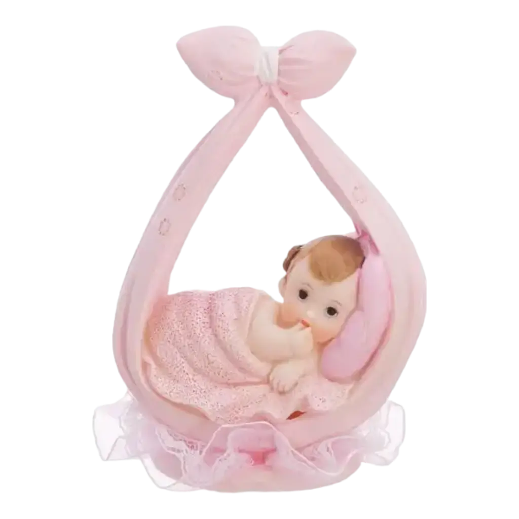 Figura de bebé rosa con bufanda