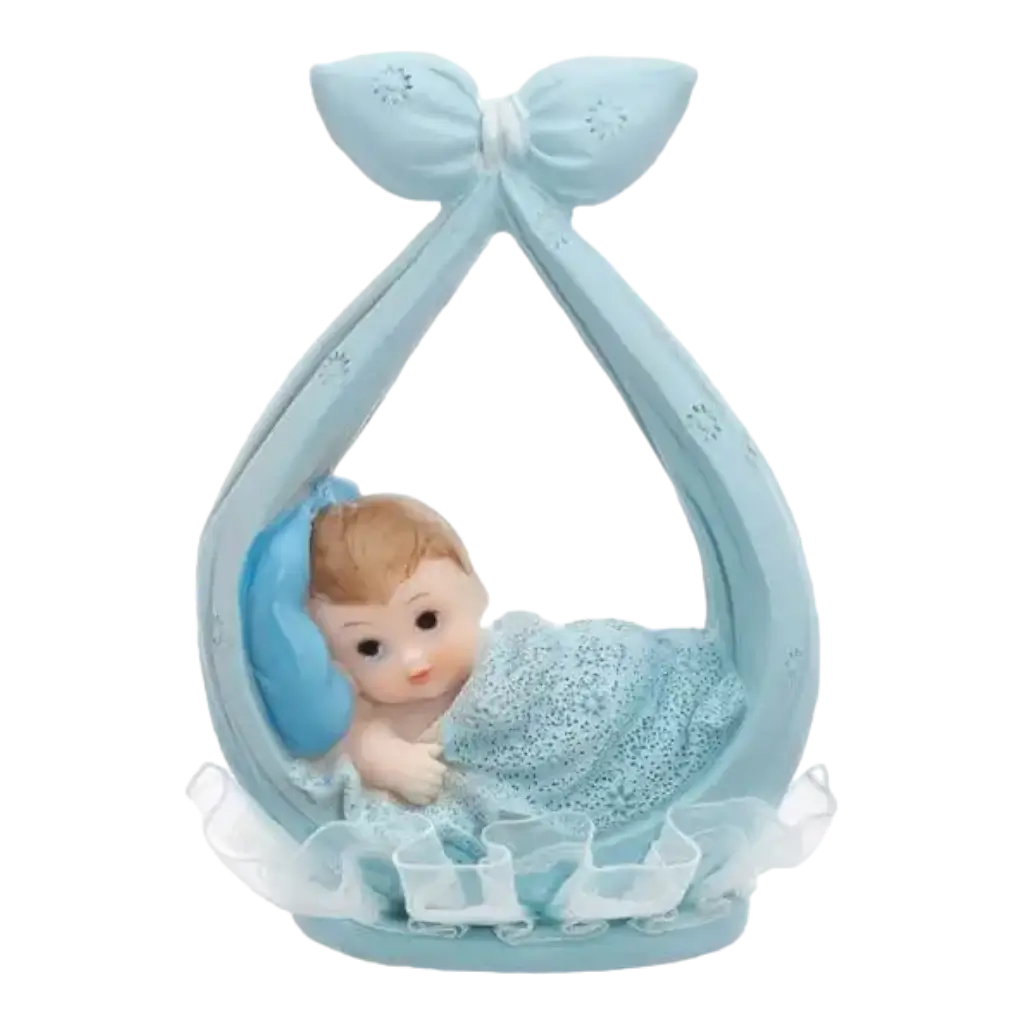 Figura de bebé azul con bufanda