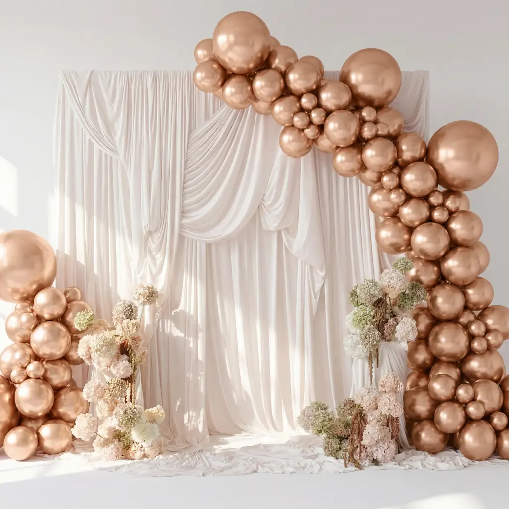 50 globos metálicos brillantes en oro rosa