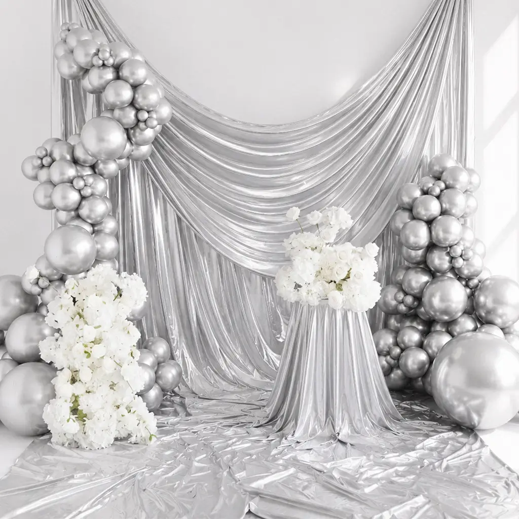 50 Globos metálicos brillantes de plata