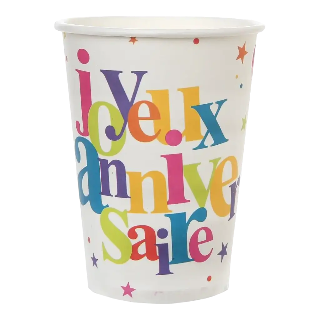 Vaso Multicolor Feliz Cumpleaños (Juego de 10)