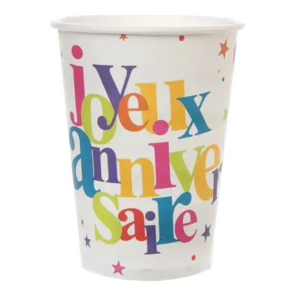 Vaso Multicolor Feliz Cumpleaños (Juego de 10)