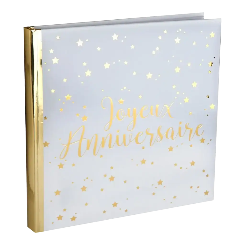 Libro de visitas Happy Birthday Gold/White Metallic