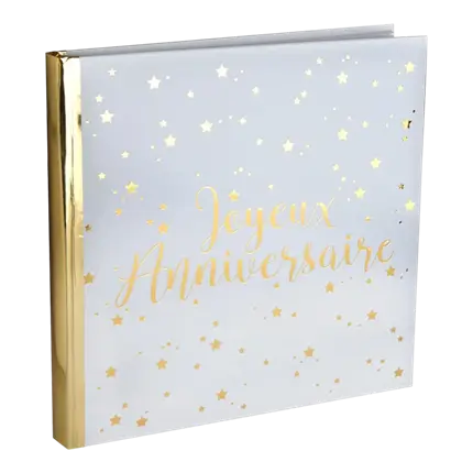 Libro de visitas Happy Birthday Gold/White Metallic