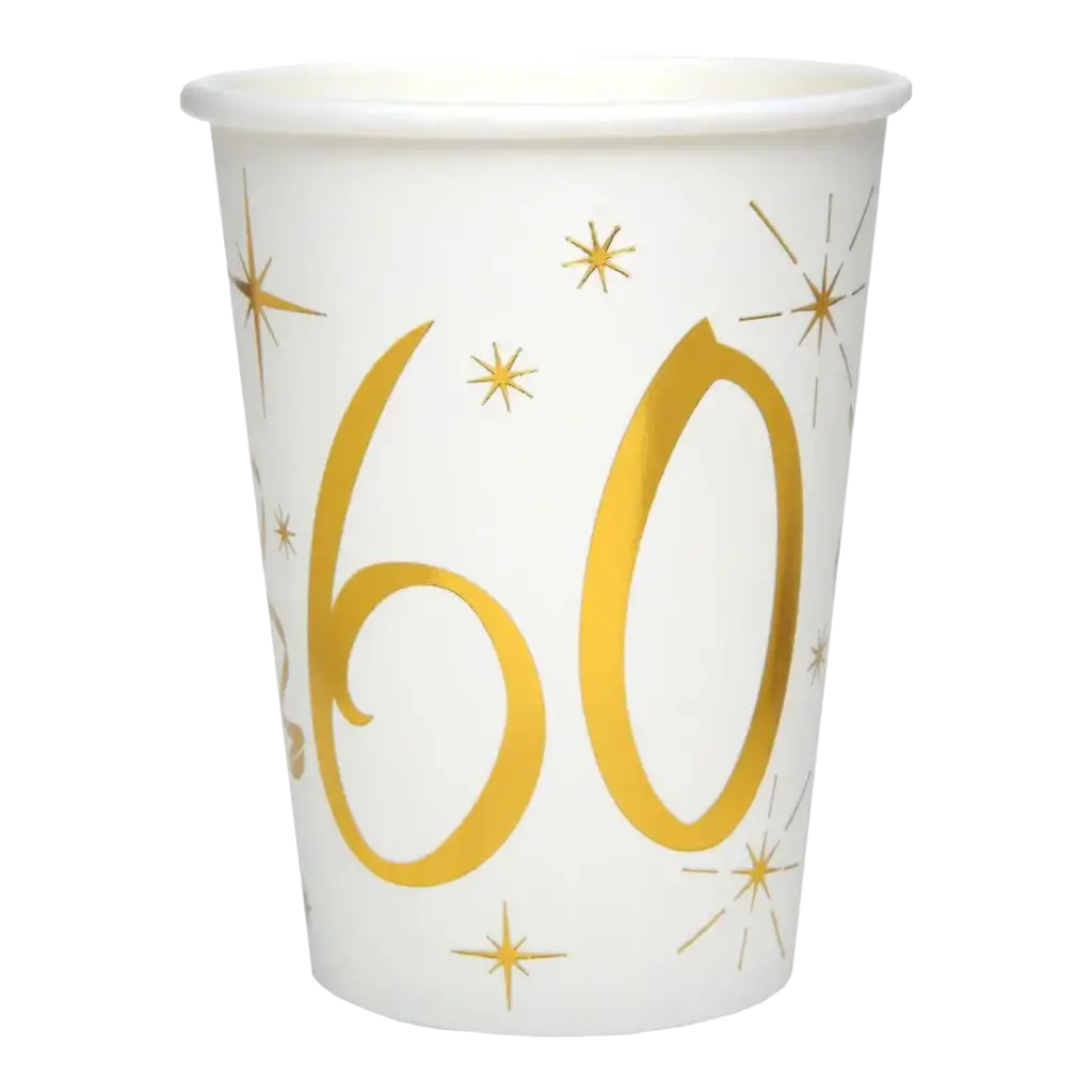 Vaso de papel Blanco/Oro 60 años