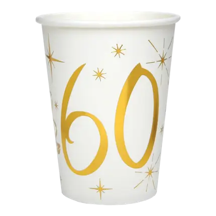 Vaso de papel Blanco/Oro 60 años