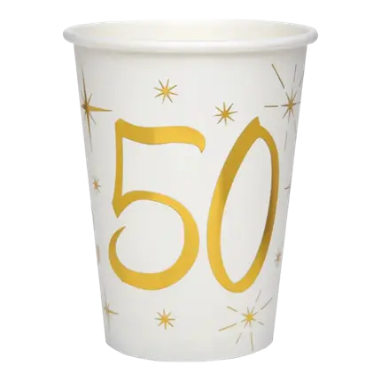 Vaso de papel Blanco/Oro 50 años