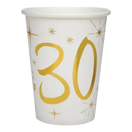 Vaso de papel Blanco/Oro 30 años