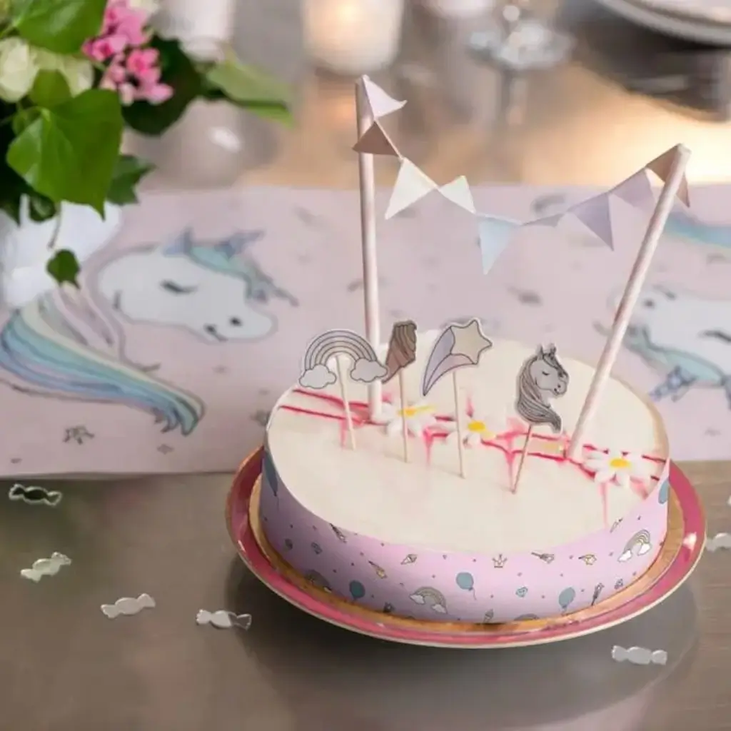 Decoración de tarta de unicornio rosa