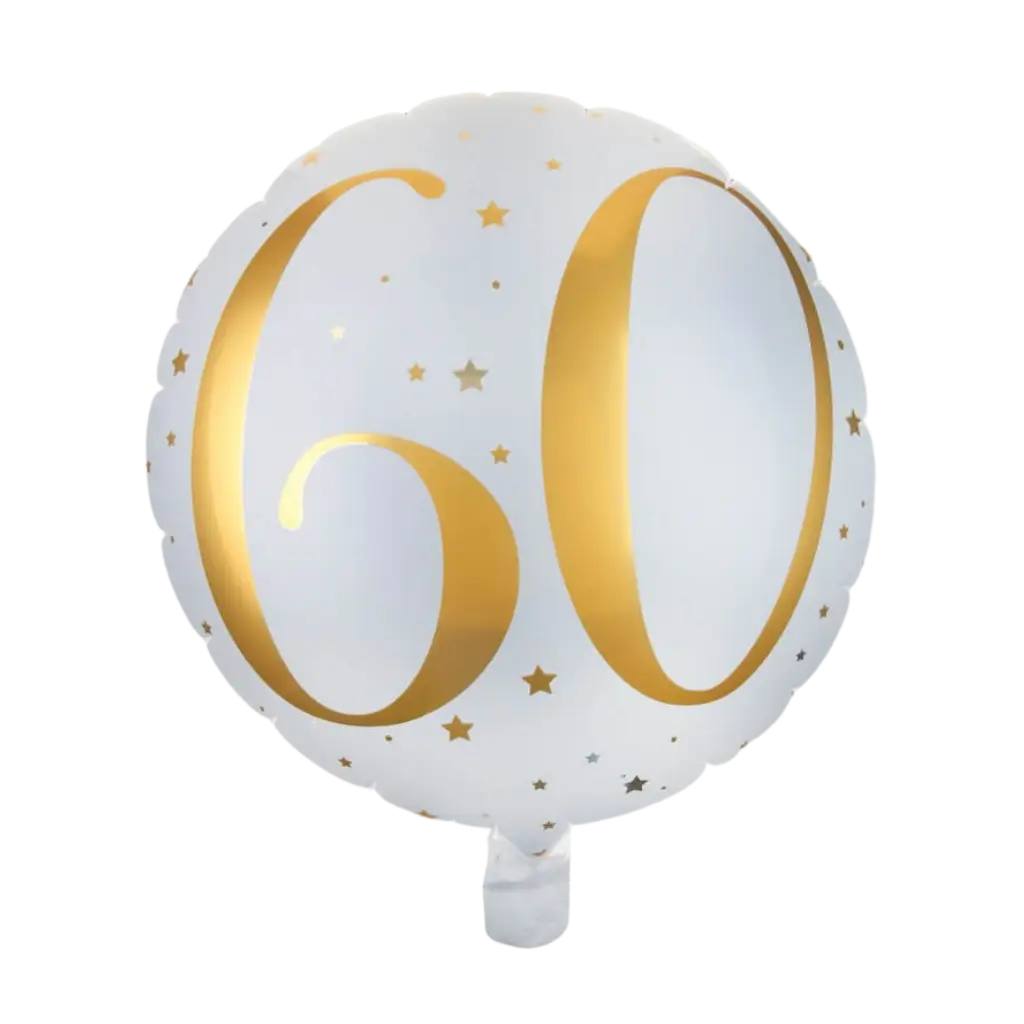 Globo Blanco/Oro 60 años ø45cm