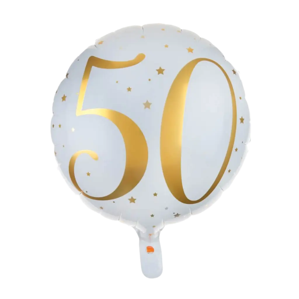 Globo Blanco/Oro 50 años ø45cm