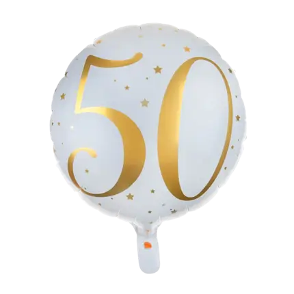 Globo Blanco/Oro 50 años ø45cm