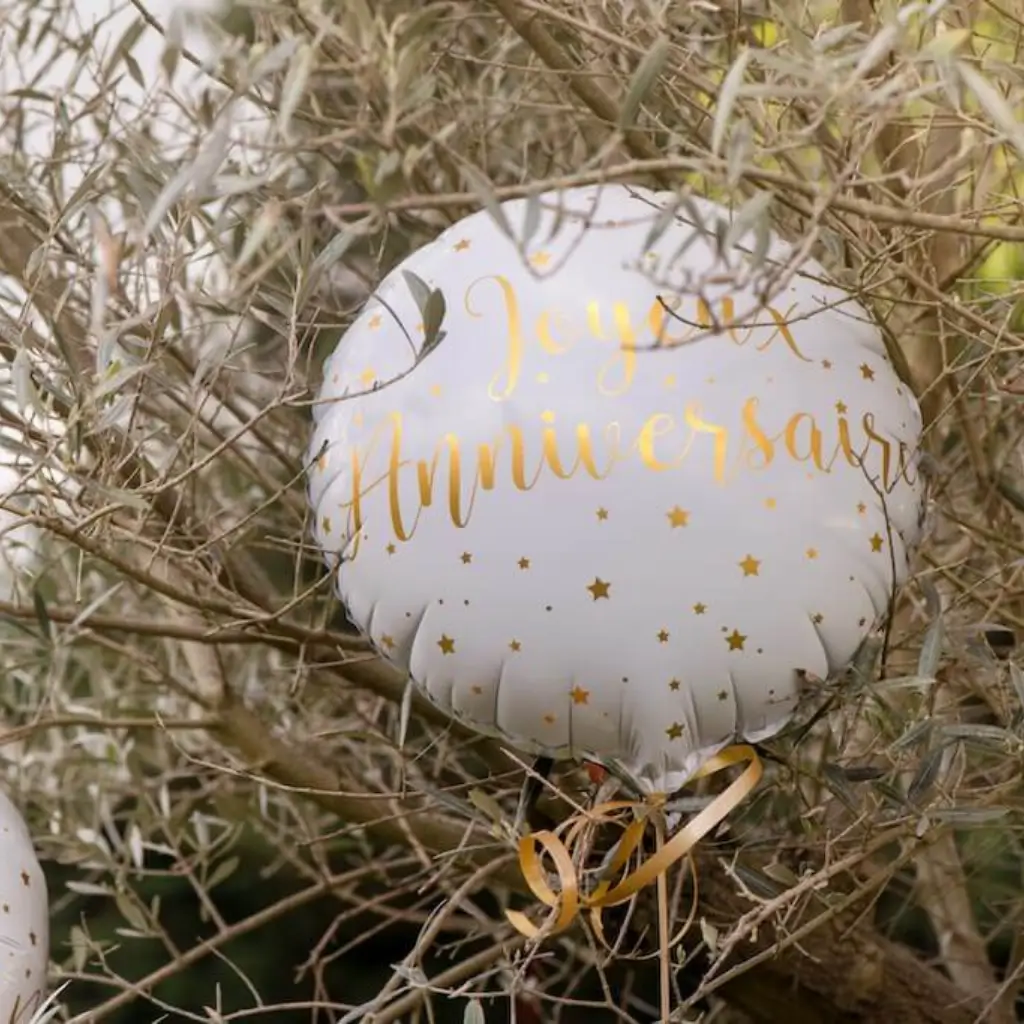 Globo de CumpleañosOro/Blanco Bola de Cumpleaños ø45cm