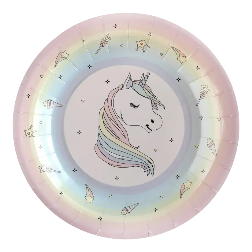 Plato Unicornio Rosa (Juego de 10)