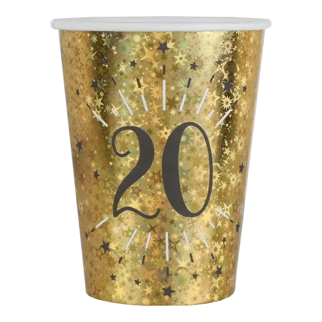 Vaso de papel 20 años Oro (juego de 10)