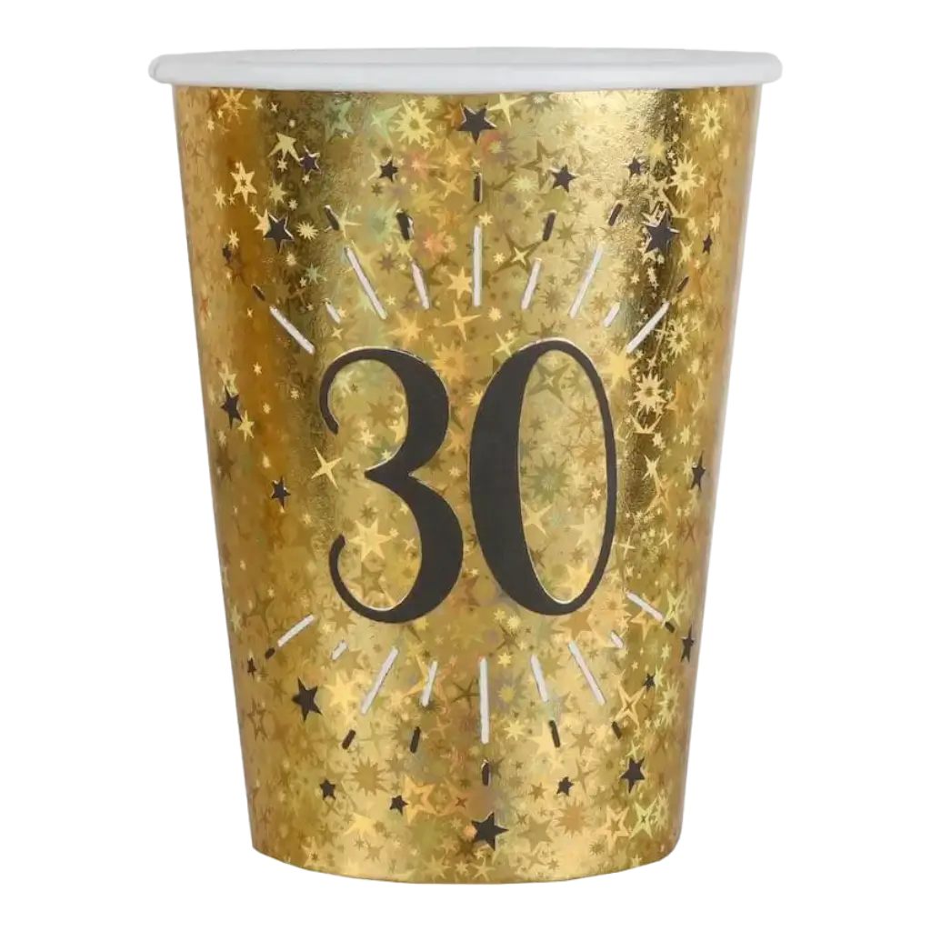 Vaso de papel 30 años Oro (Juego de 10)