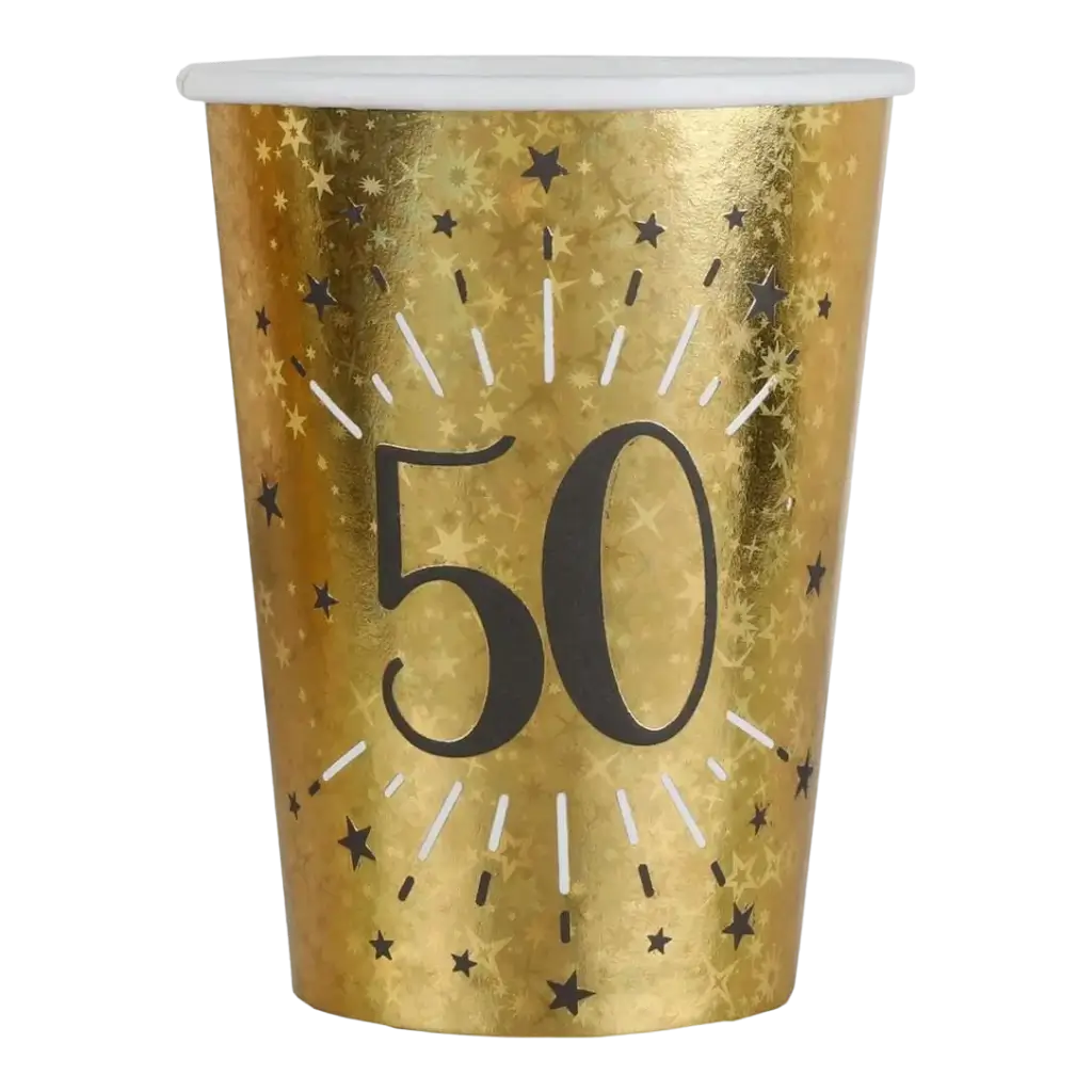 Vaso de Papel 50 Años Oro (Juego de 10)