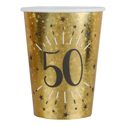 Vaso de Papel 50 Años Oro (Juego de 10)
