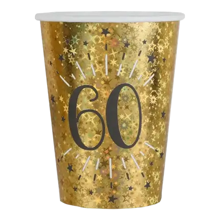 Vaso de papel 60 años Oro (set de 10)